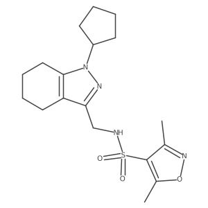 N-((1-cyclopentyl-4,5,6,7-tetrahydro-1H-indazol-3-yl)methyl)-3,5-dimethylisoxazole-4-sulfonamide结构式