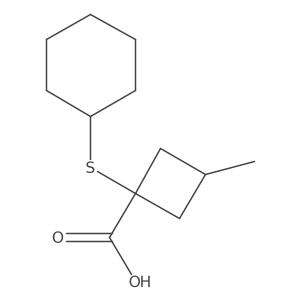 1-(Cyclohexylsulfanyl)-3-methylcyclobutane-1-carboxylic acid Structure
