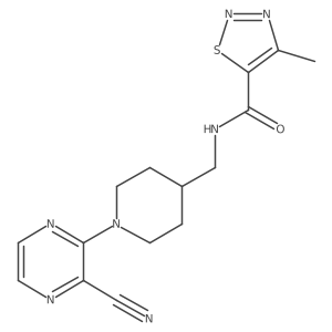 N-((1-(3-cyanopyrazin-2-yl)piperidin-4-yl)methyl)-4-methyl-1,2,3-thiadiazole-5-carboxamide结构式