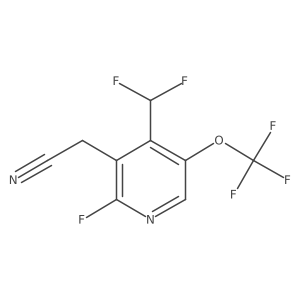 2-(4-(Difluoromethyl)-2-fluoro-5-(trifluoromethoxy)pyridin-3-yl)acetonitrile结构式