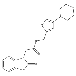2-(2-oxobenzo[d]oxazol-3(2H)-yl)-N-((3-(tetrahydro-2H-pyran-4-yl)-1,2,4-oxadiazol-5-yl)methyl)acetamide结构式