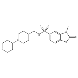 3-methyl-2-oxo-N-((1-(tetrahydro-2H-thiopyran-4-yl)piperidin-4-yl)methyl)-2,3-dihydrobenzo[d]oxazole-5-sulfonamide Structure