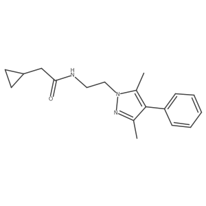 2-cyclopropyl-N-(2-(3,5-dimethyl-4-phenyl-1H-pyrazol-1-yl)ethyl)acetamide Structure