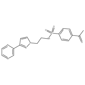 4-acetyl-N-(2-(3-(pyrazin-2-yl)-1H-pyrazol-1-yl)ethyl)benzenesulfonamide Structure