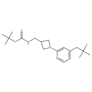 tert-butyl N-({1-[6-(2,2,2-trifluoroethyl)pyrimidin-4-yl]azetidin-3-yl}methyl)carbamate结构式