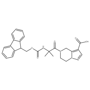 5-[2-({[(9H-fluoren-9-yl)methoxy]carbonyl}amino)-2-methylpropanoyl]-4H,5H,6H,7H-pyrazolo[1,5-a]pyrazine-3-carboxylic acid结构式