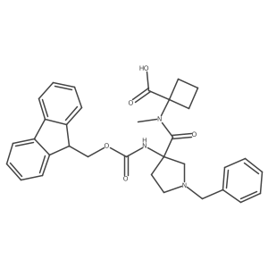 1-[N-methyl1-benzyl-3-({[(9H-fluoren-9-yl)methoxy]carbonyl}amino)pyrrolidine-3-amido]cyclobutane-1-carboxylic acid Structure