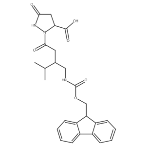 2-{3-[({[(9H-fluoren-9-yl)methoxy]carbonyl}amino)methyl]-4-methylpentanoyl}-5-oxopyrazolidine-3-carboxylic acid Structure