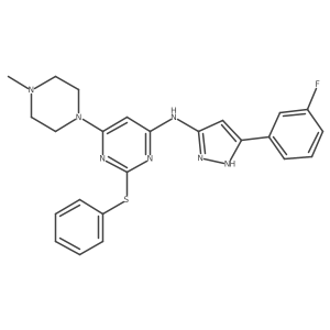 4-Pyrimidinamine,N-[5-(3-fluorophenyl)-1H-pyrazol-3-yl]-6-(4-methyl-1-piperazinyl)-2-(phenylthio)-结构式