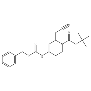 tert-Butyl (2S,4S)-4-(((benzyloxy)carbonyl)amino)-2-(cyanomethyl)piperidine-1-carboxylate Structure