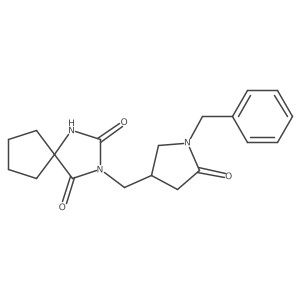 3-[(1-Benzyl-5-oxopyrrolidin-3-yl)methyl]-1,3-diazaspiro[4.4]nonane-2,4-dione Structure