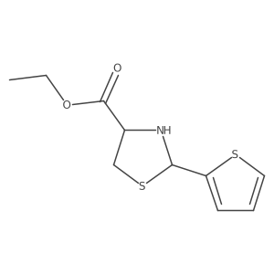 Ethyl 2-(thiophen-2-yl)-1,3-thiazolidine-4-carboxylate结构式