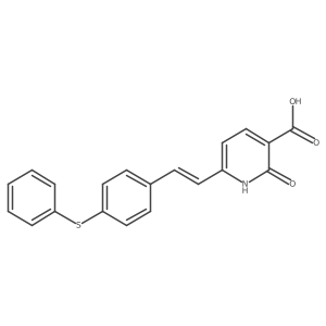 3-Pyridinecarboxylic acid, 1,2-dihydro-2-oxo-6-[2-[4-(phenylthio)phenyl]ethenyl]-, (E)- Structure