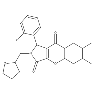 1-(2-fluorophenyl)-6,7-dimethyl-2-(oxolan-2-ylmethyl)-4a,5,6,7,8,8a-hexahydro-1H-chromeno[2,3-c]pyrrole-3,9-dione Structure