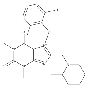 7-[(2-chloro-6-fluorophenyl)methyl]-1,3-dimethyl-8-[(2-methylpiperidin-1-yl)methyl]-5H-purin-7-ium-2,6-dione结构式