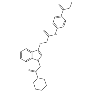 methyl 4-[({[1-(2-oxo-2-piperidin-1-ylethyl)-1H-indol-3-yl]thio}acetyl)amino]benzoate结构式
