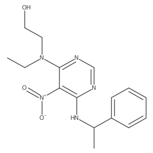 2-[Ethyl[5-nitro-6-[(1-phenylethyl)amino]-4-pyrimidinyl]amino]ethanol结构式