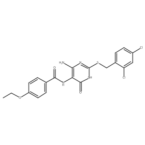 N-(4-amino-2-((2,4-dichlorobenzyl)thio)-6-oxo-1,6-dihydropyrimidin-5-yl)-4-ethoxybenzamide结构式