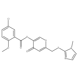 6-(((1-methyl-1H-imidazol-2-yl)thio)methyl)-4-oxo-4H-pyran-3-yl 5-chloro-2-methoxybenzoate结构式
