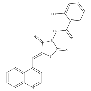 2-hydroxy-N-[(5Z)-4-oxo-5-(quinolin-4-ylmethylidene)-2-thioxo-1,3-thiazolidin-3-yl]benzamide Structure