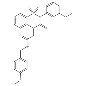 2-[2-(3-ethylphenyl)-1,1,3-trioxo-3,4-dihydro-2H-1lambda6,2,4-benzothiadiazin-4-yl]-N-[(4-methoxyphenyl)methyl]acetamide结构式