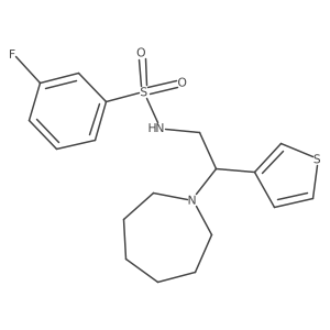 N-(2-(azepan-1-yl)-2-(thiophen-3-yl)ethyl)-3-fluorobenzenesulfonamide结构式