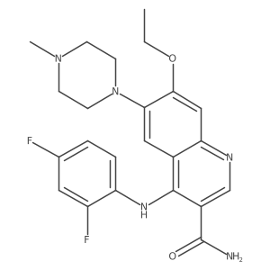 4-(2,4-Difluoroanilino)-7-ethoxy-6-(4-methylpiperazin-1-yl)quinoline-3-carboxamide结构式