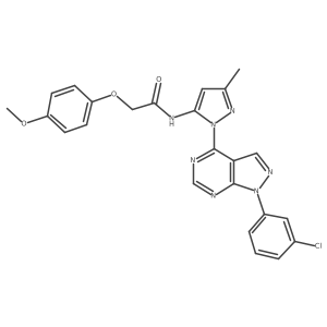 N-{1-[1-(3-chlorophenyl)-1H-pyrazolo[3,4-d]pyrimidin-4-yl]-3-methyl-1H-pyrazol-5-yl}-2-(4-methoxyphenoxy)acetamide Structure