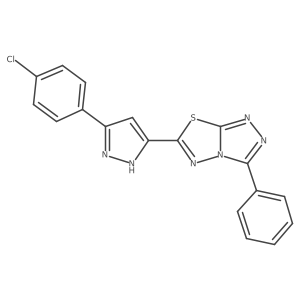 6-[5-(4-chlorophenyl)-1H-pyrazol-3-yl]-3-phenyl[1,2,4]triazolo[3,4-b][1,3,4]thiadiazole结构式