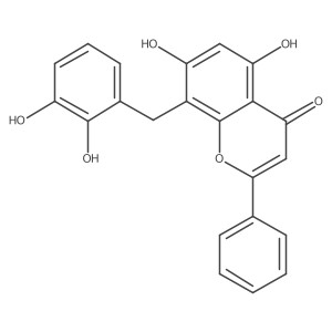 4H-1-Benzopyran-4-one, 8-[(2,3-dihydroxyphenyl)methyl]-5,7-dihydroxy-2-phenyl-结构式