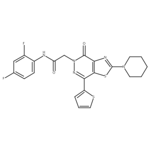 O=C(Cn1nc(-c2cccs2)c2sc(N3CCCCC3)nc2c1=O)Nc1ccc(F)cc1F结构式