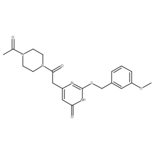 6-(2-(4-acetylpiperazin-1-yl)-2-oxoethyl)-2-((3-methoxybenzyl)thio)pyrimidin-4(3H)-one结构式