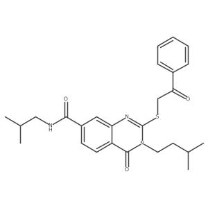 N-isobutyl-3-isopentyl-4-oxo-2-((2-oxo-2-phenylethyl)thio)-3,4-dihydroquinazoline-7-carboxamide结构式