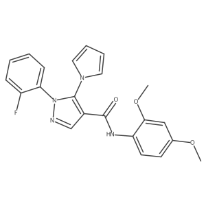 N-(2,4-dimethoxyphenyl)-1-(2-fluorophenyl)-5-(1H-pyrrol-1-yl)-1H-pyrazole-4-carboxamide结构式