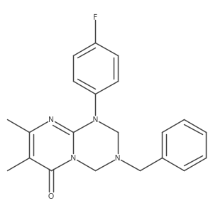 3-benzyl-1-(4-fluorophenyl)-7,8-dimethyl-1,2,3,4-tetrahydro-6H-pyrimido[1,2-a][1,3,5]triazin-6-one结构式