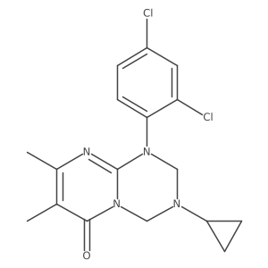 3-cyclopropyl-1-(2,4-dichlorophenyl)-7,8-dimethyl-1,2,3,4-tetrahydro-6H-pyrimido[1,2-a][1,3,5]triazin-6-one结构式