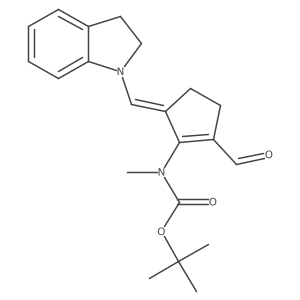 (E)-tert-butyl 2-formyl-5-(indolin-1-ylmethylene)cyclopent-1-enyl(methyl)carbamate结构式