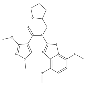 N-(4,7-dimethoxybenzo[d]thiazol-2-yl)-3-methoxy-1-methyl-N-((tetrahydrofuran-2-yl)methyl)-1H-pyrazole-4-carboxamide结构式