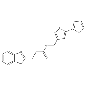 2-(benzo[d]oxazol-2-ylthio)-N-((5-(furan-2-yl)isoxazol-3-yl)methyl)acetamide结构式