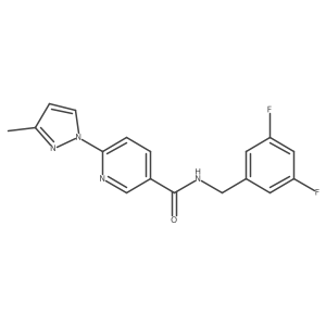 N-(3,5-difluorobenzyl)-6-(3-methyl-1H-pyrazol-1-yl)nicotinamide结构式