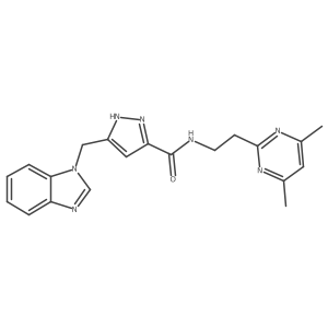 5-(1H-benzimidazol-1-ylmethyl)-N-[2-(4,6-dimethylpyrimidin-2-yl)ethyl]-1H-pyrazole-3-carboxamide结构式
