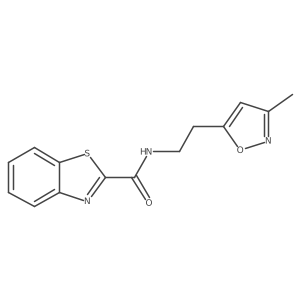 N-(2-(3-methylisoxazol-5-yl)ethyl)benzo[d]thiazole-2-carboxamide结构式