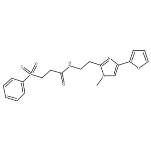 N-(2-(4-(furan-2-yl)-1-methyl-1H-imidazol-2-yl)ethyl)-3-(phenylsulfonyl)propanamide结构式