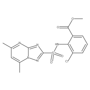Benzoic acid, 3-chloro-2-(((5,7-dimethyl(1,2,4)triazolo(1,5-a)pyrimidin-2-yl)sulfonyl)amino)-, methyl ester结构式