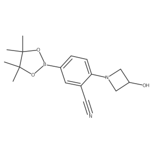 2-(3-Hydroxy-1-azetidinyl)-5-(4,4,5,5-tetramethyl-1,3,2-dioxaborolan-2-yl)benzonitrile Structure