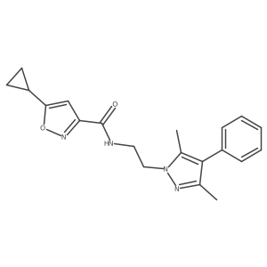 5-cyclopropyl-N-(2-(3,5-dimethyl-4-phenyl-1H-pyrazol-1-yl)ethyl)isoxazole-3-carboxamide结构式
