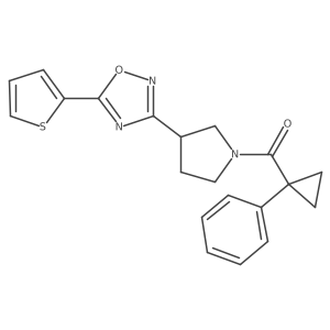 (1-Phenylcyclopropyl)(3-(5-(thiophen-2-yl)-1,2,4-oxadiazol-3-yl)pyrrolidin-1-yl)methanone结构式