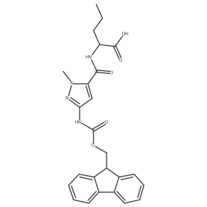 (2S)-2-{[3-({[(9H-fluoren-9-yl)methoxy]carbonyl}amino)-1-methyl-1H-pyrazol-5-yl]formamido}pentanoic acid结构式