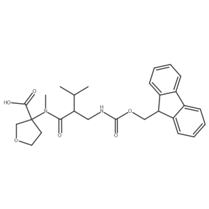 3-{2-[({[(9H-fluoren-9-yl)methoxy]carbonyl}amino)methyl]-N,3-dimethylbutanamido}oxolane-3-carboxylic acid结构式