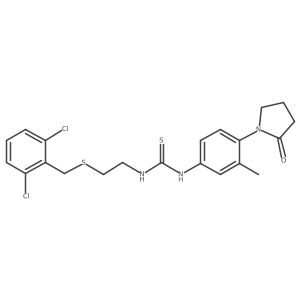 1-[2-[(2,6-Dichlorophenyl)methylsulfanyl]ethyl]-3-[3-methyl-4-(2-oxopyrrolidin-1-yl)phenyl]thiourea Structure